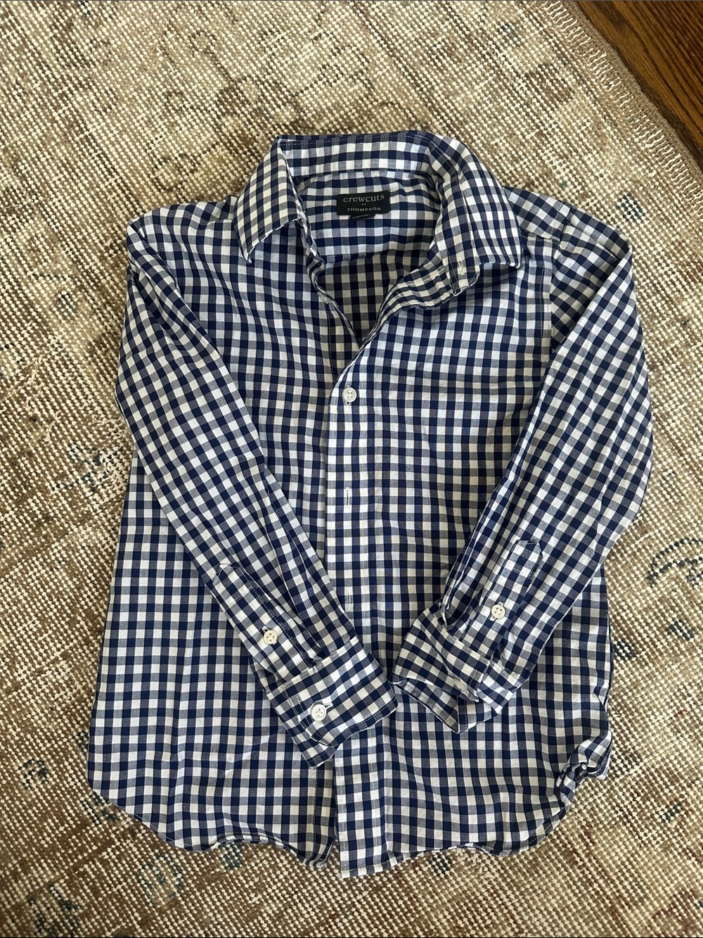 Crewcuts Navy and White Gingham Button-Down Shirt